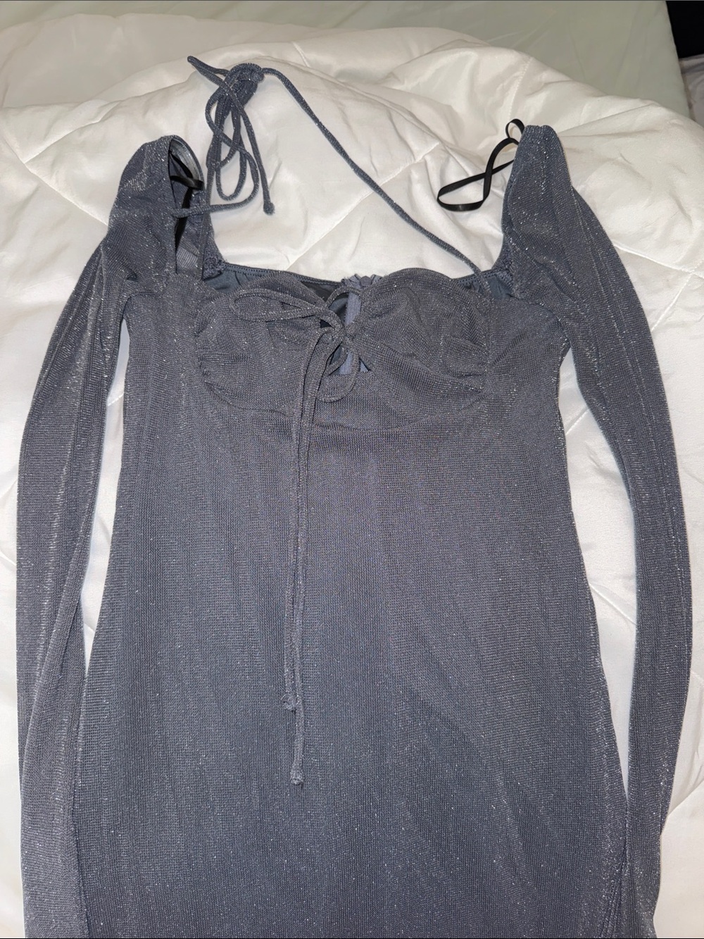 Princess Polly Shimmery Charcoal Long Sleeve Bodycon Dress